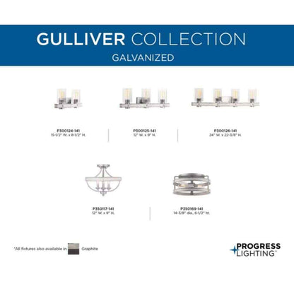 Progress Lighting Gulliver Whitewashed Farmhouse Flush Mount Ceiling Light