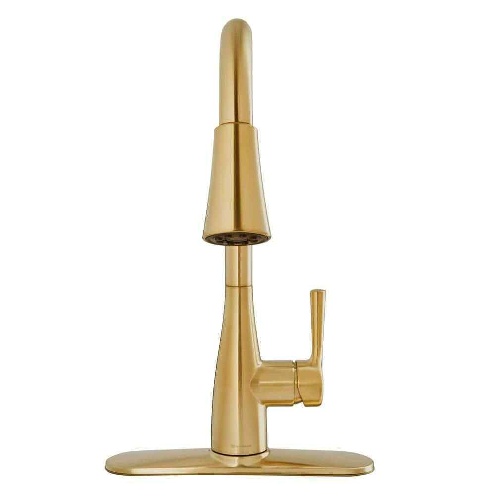 Glacier Bay Sadira Single-Handle Pull-Down Sprayer Kitchen Faucet in Matte Gold