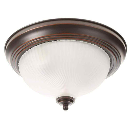 Hampton Bay 11 in. 2-Light Oil-Rubbed Bronze Flush Mount w/ Frosted Swirl Glass