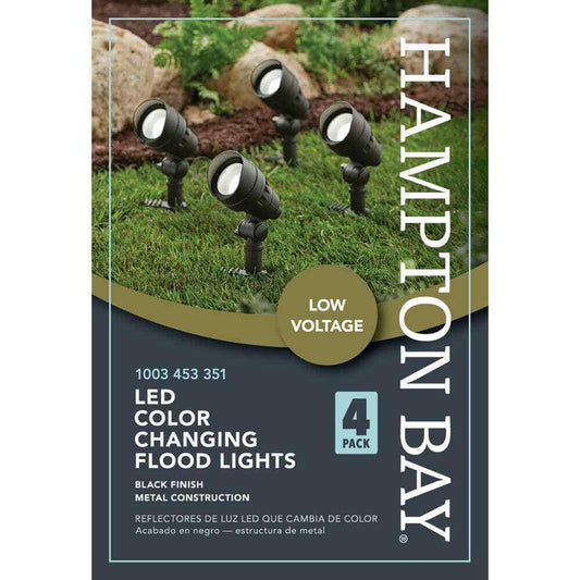 Hampton Bay 4.5W Millennium Black Adjustable Outdoor LED Flood Light 4-Pack