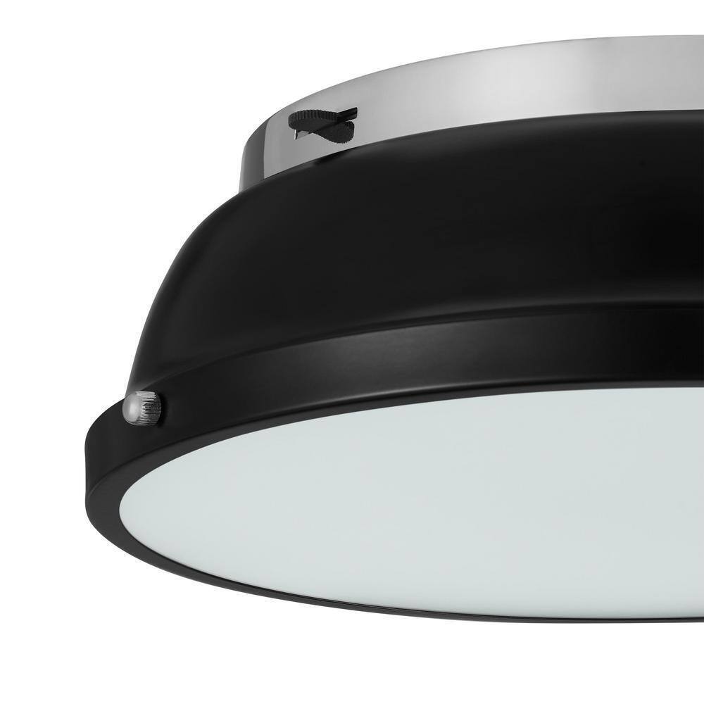 Hampton Bay Taspen 14 in. Black and Chrome LED Flush Mount Ceiling Light Fixture