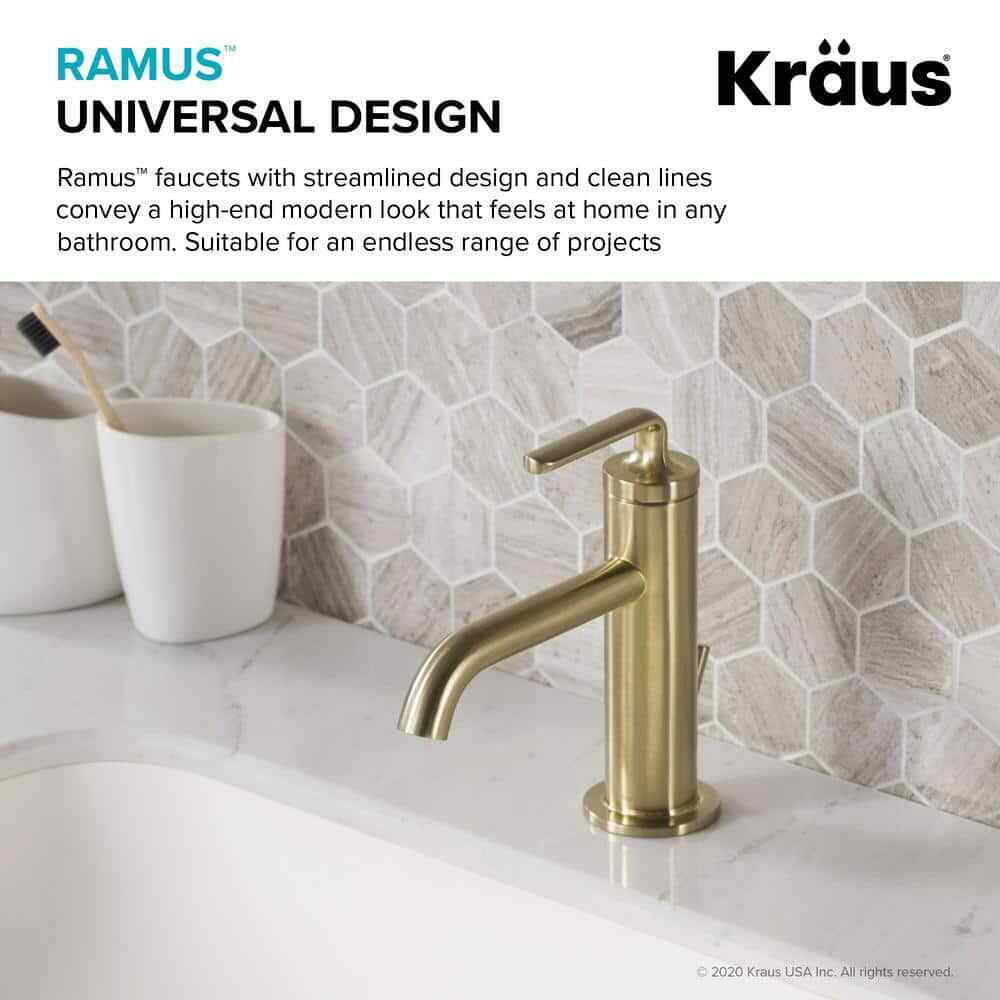 KRAUS Ramus Single Hole Single-Handle Bathroom Faucet w/ Matching Lift Rod Drain