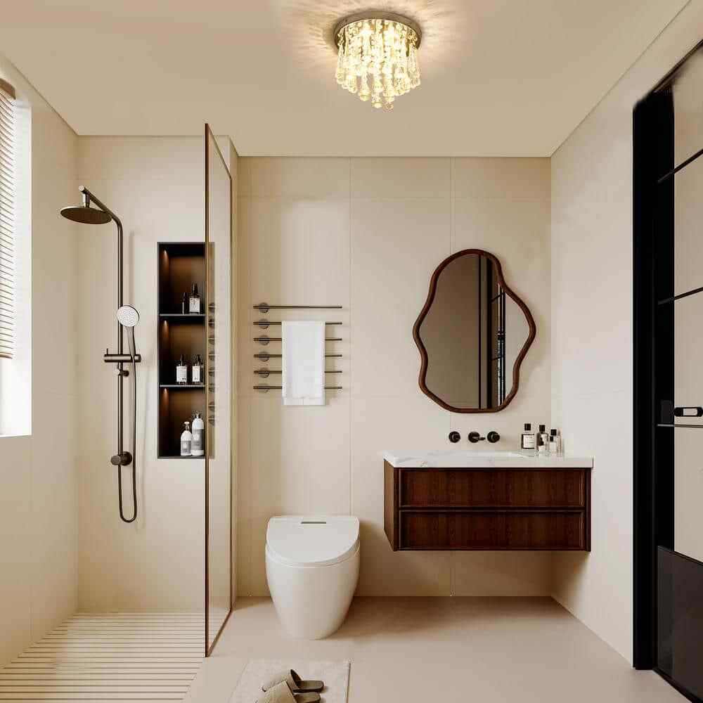 TOZING White Modern Indoor Dimmable LED Crystal Linear Flush Mount Ceiling Light