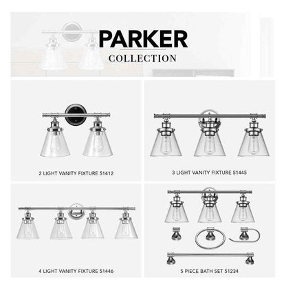 Globe Electric Parker 4-Light Chrome Vanity Light with Clear Glass Shades 51446