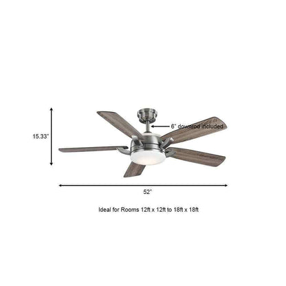 Home Decorators Colemont 52 in. Integrated LED Brushed Nickel Ceiling Fan