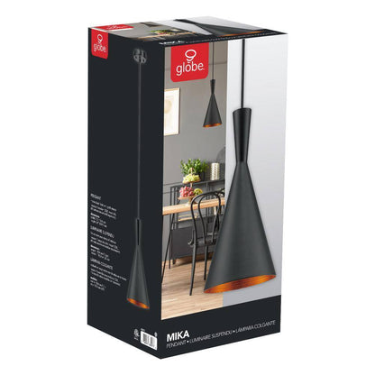 Globe Electric Mira 1-Light 63 in. Matte Black and Gold Hourglass Pendant 63873