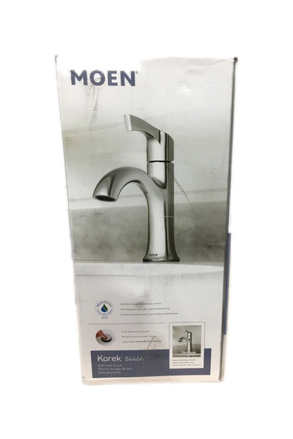 MOEN Korek Single Handle Single Hole Bathroom Faucet w/ Deckplate in Chrome