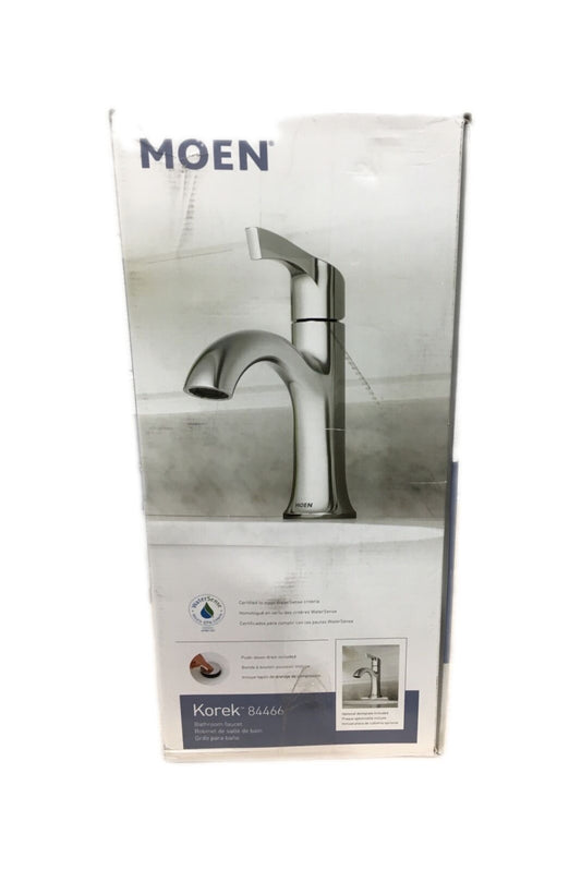 MOEN Korek Single Handle Single Hole Bathroom Faucet w/ Deckplate in Chrome