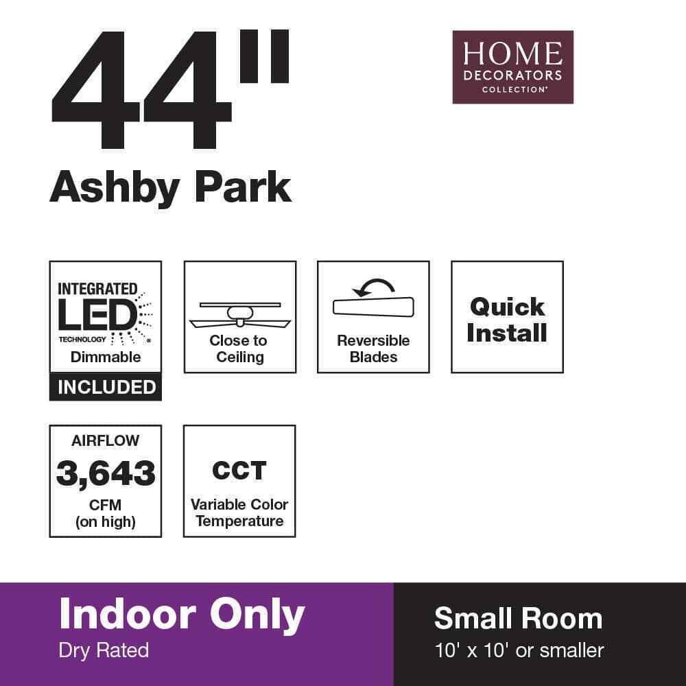 Home Decorators Ashby Park 44 in. LED Brushed Nickel Ceiling Fan w/ Light Kit
