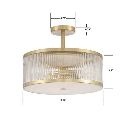 GLUCKSTEINELEMENTS Ashbury 3-Light Brushed Brass Semi Flush Mount 38677-HBC