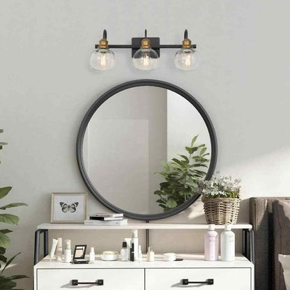 LNC 22 in. 3-Light Modern Aged Brass and Black Bathroom Vanity Light