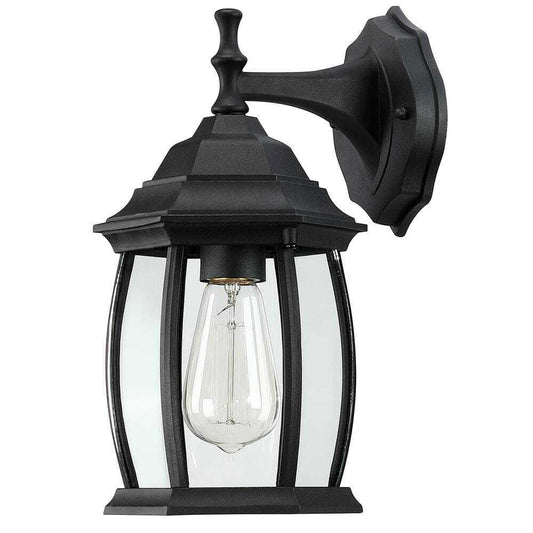 Pia Ricco 1-Light Textured Black Not Solar Outdoor Wall Lantern Sconce