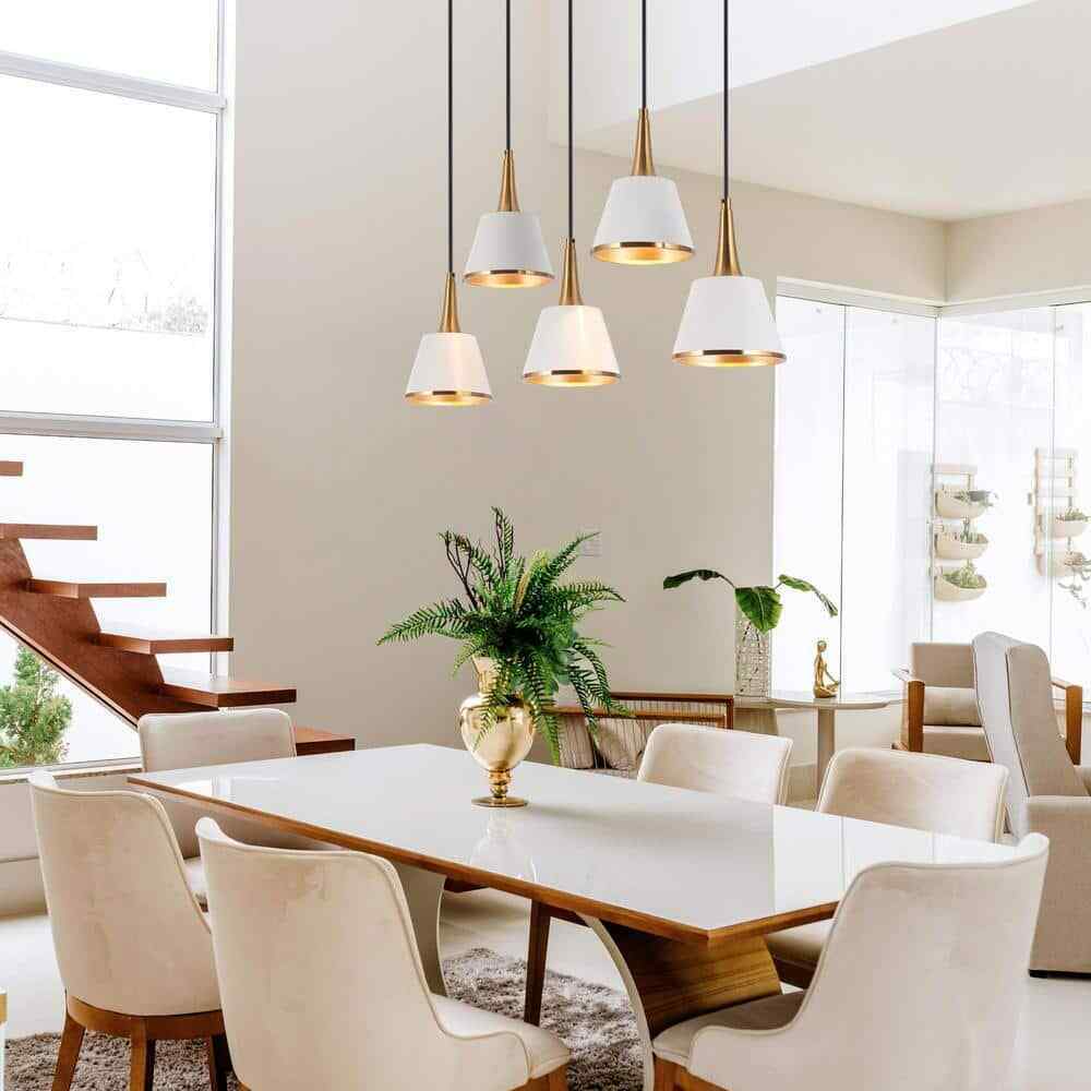 LNC Idaikos Modern 5-Light Black and White Island Chandelier