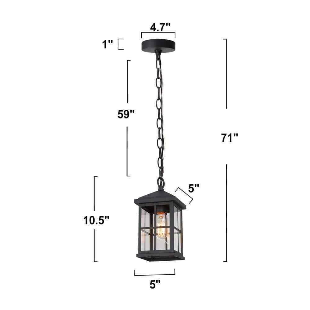 LNC Modern Black Outdoor Pendant Light 1-Light Farmhouse Hanging Lantern