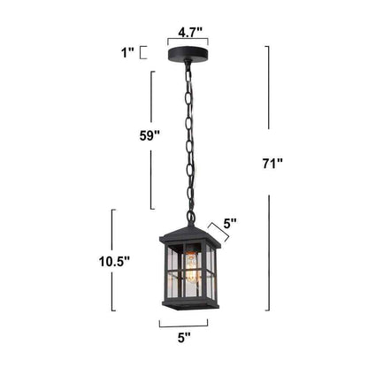 LNC Modern Black Outdoor Pendant Light 1-Light Farmhouse Hanging Lantern