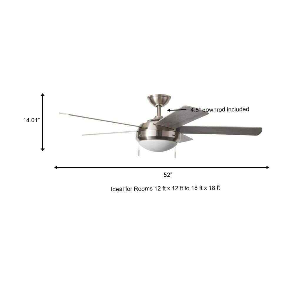 Hampton Bay Claret 52 in. Indoor Brushed Nickel Ceiling Fan with Light Kit
