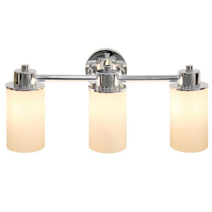 Simple Designs 20.75 in. 3-Light Chrome Modern Metal and Milk White Shades