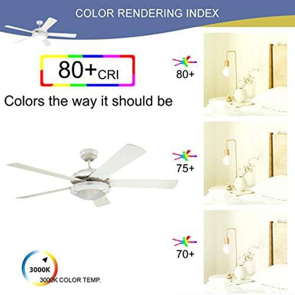 CIATA 52 in. Integrated LED Indoor Comet White Reversible Ceiling Fan