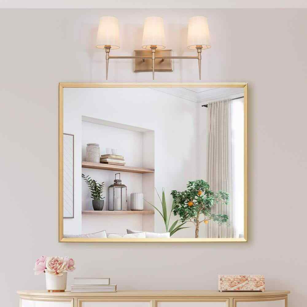 LNC Gold Bathroom Vanity Light Sconce Bath Vanity Light w/ Fabric Shades