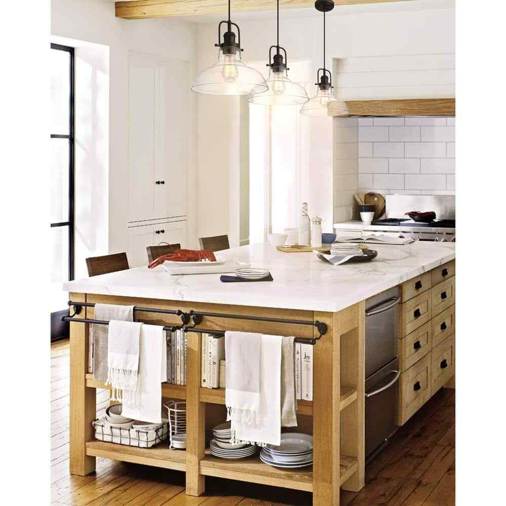 JAZAVA 1-Light Oil Rubbed Bronze Finish Farmhouse Pendant Light w/ Glass Shade