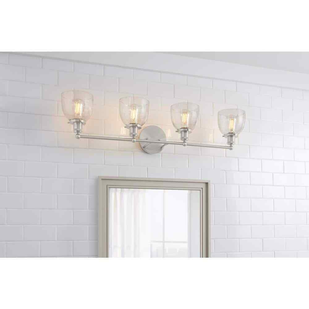 Home Decorators Evelyn 37.5 in. 4-Light Brushed Nickel Vanity Light
