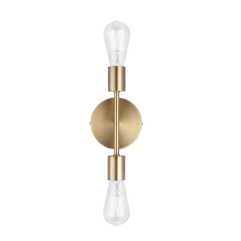 Hampton Bay Stockport 2-Light Brass Wall Sconce 65746