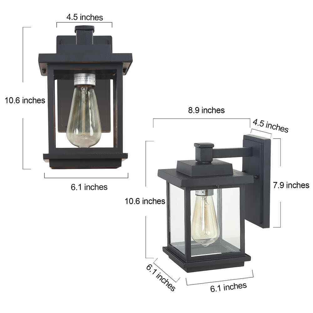 LNC Square 1-Light Black Outdoor Wall Lantern Sconce with Clear Glass Shade