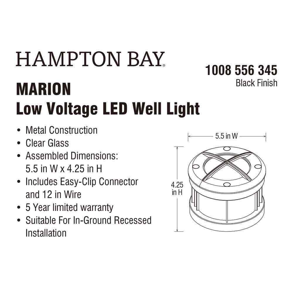 Hampton Bay Marion 25-Watt Equivalent Low Voltage Black LED Outdoor Well Light