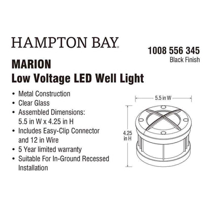 Hampton Bay Marion 25-Watt Equivalent Low Voltage Black LED Outdoor Well Light