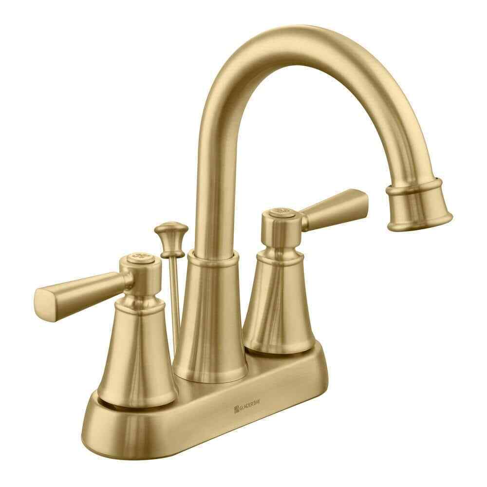 Glacier Bay Melina 4" Centerset 2-Handle High-Arc Bathroom Faucet in Matte Gold