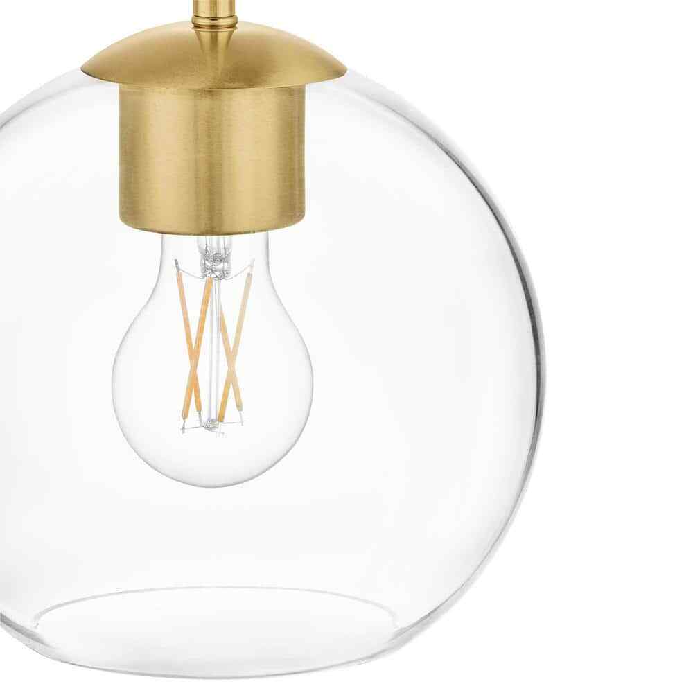 Home Decorators Vista Heights 1-Light Aged Brass Globe Pendant with Clear Glass