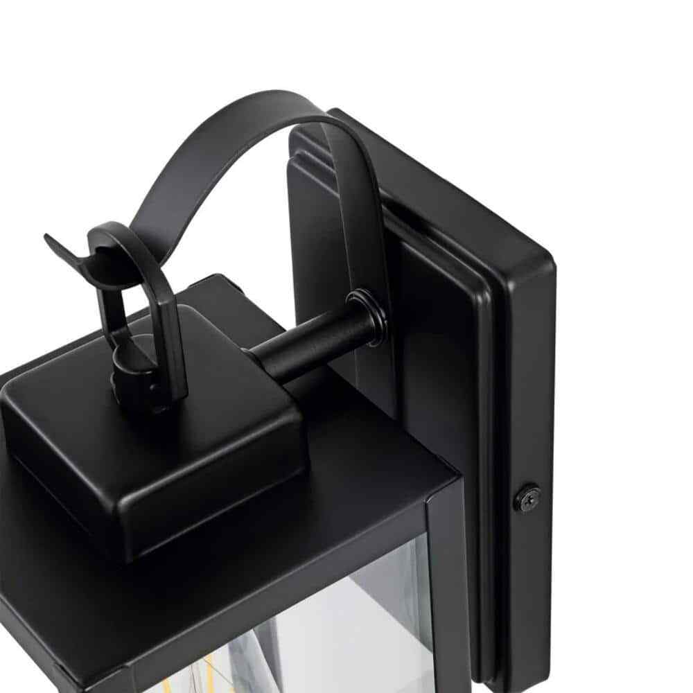 Hukoro Martin 1-Light Matte Black Outdoor Wall Lantern Sconce with Clear Glass