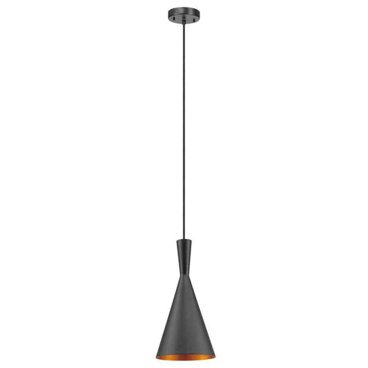 Globe Electric Mira 1-Light 63 in. Matte Black and Gold Hourglass Pendant 63873