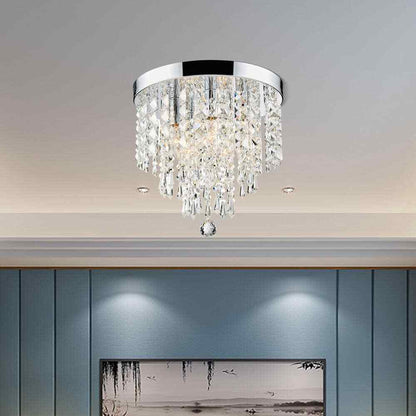 Merra 11 in. 5-Light Chrome Flush Mount Chandelier with K9 Crystals