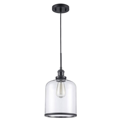 Bel Air Lighting Dorina 1-Light Black Mason Jar Hanging Kitchen Pendant Light