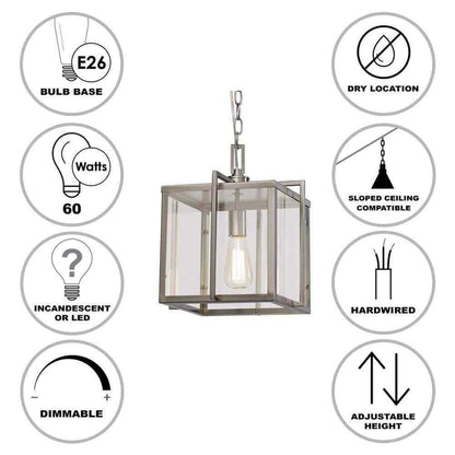 Bel Air Lighting Eastwood II 10 in. Brushed Nickel Mini Pendant Light Fixture