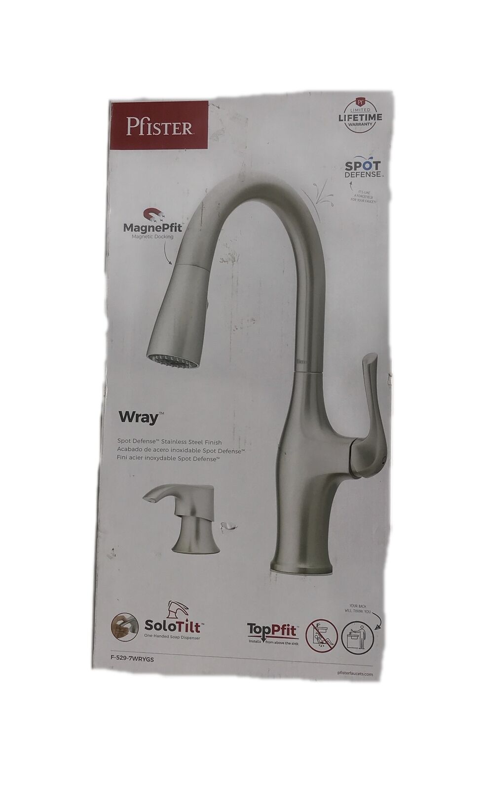 Pfister Wray Single-Handle Pull-Down Sprayer Kitchen Faucet w/Soap Dispenser SS