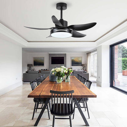 HKMGT 37.8 in. 5-Blade Smart Black Ceiling Fan w/ LED Light and Remote Control
