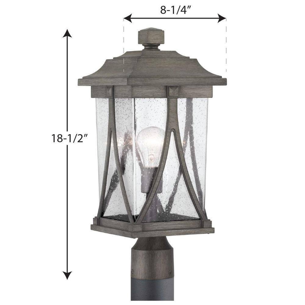 Progress Lighting Abbott Antique Pewter Clear Seeded Glass Post Lantern Light