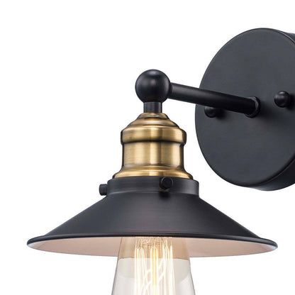 Hampton Bay Glenhurst Black and Brass Industrial Farmhouse Indoor Wall Sconce