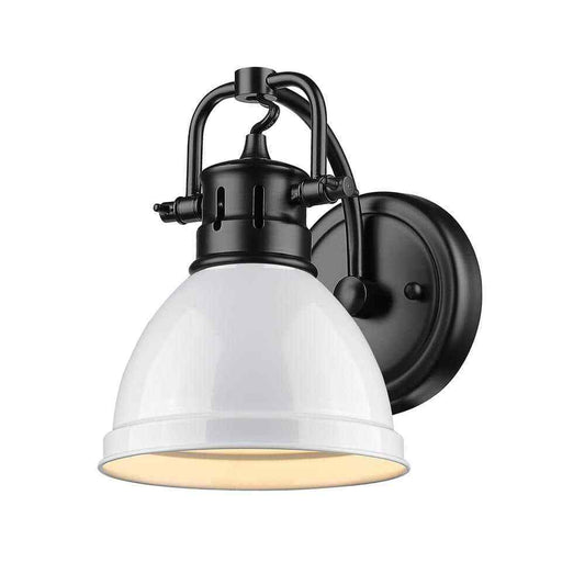 Golden Lighting Duncan Collection Black Bath Sconce Light with White Shade