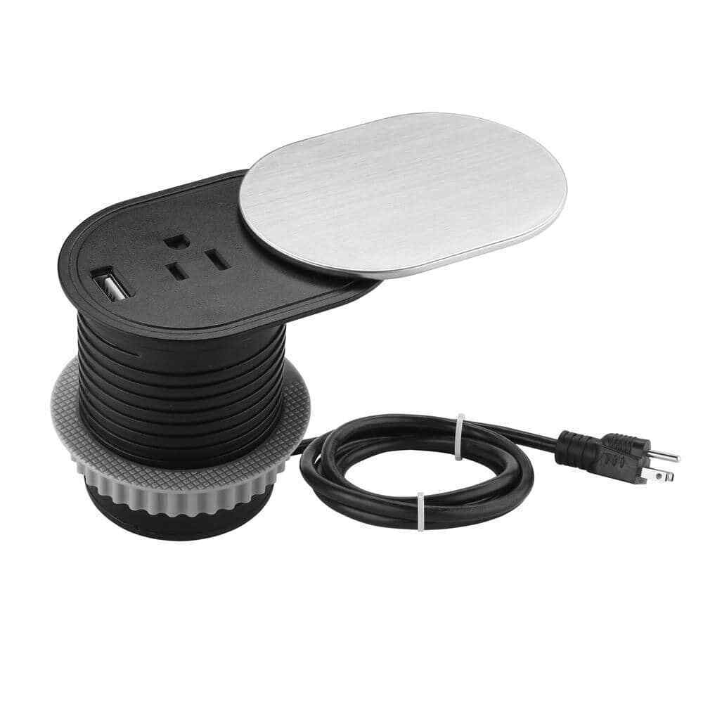 Link2Home 1-Power-Outlet Grommet Socket 1 USB Port 2.4 Amp Splash Resistant