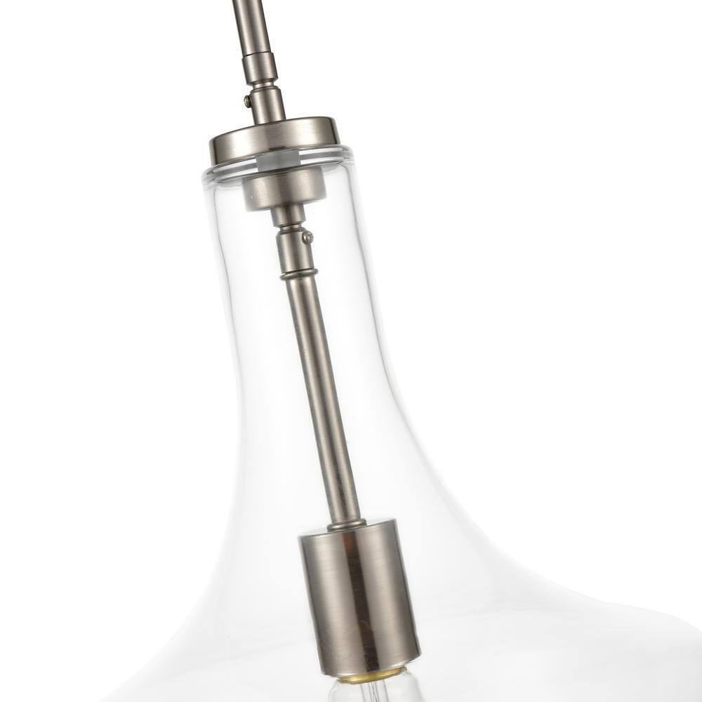 Light Society Sienna 1-Light Satin Nickel Pendant with Clear Glass Shade