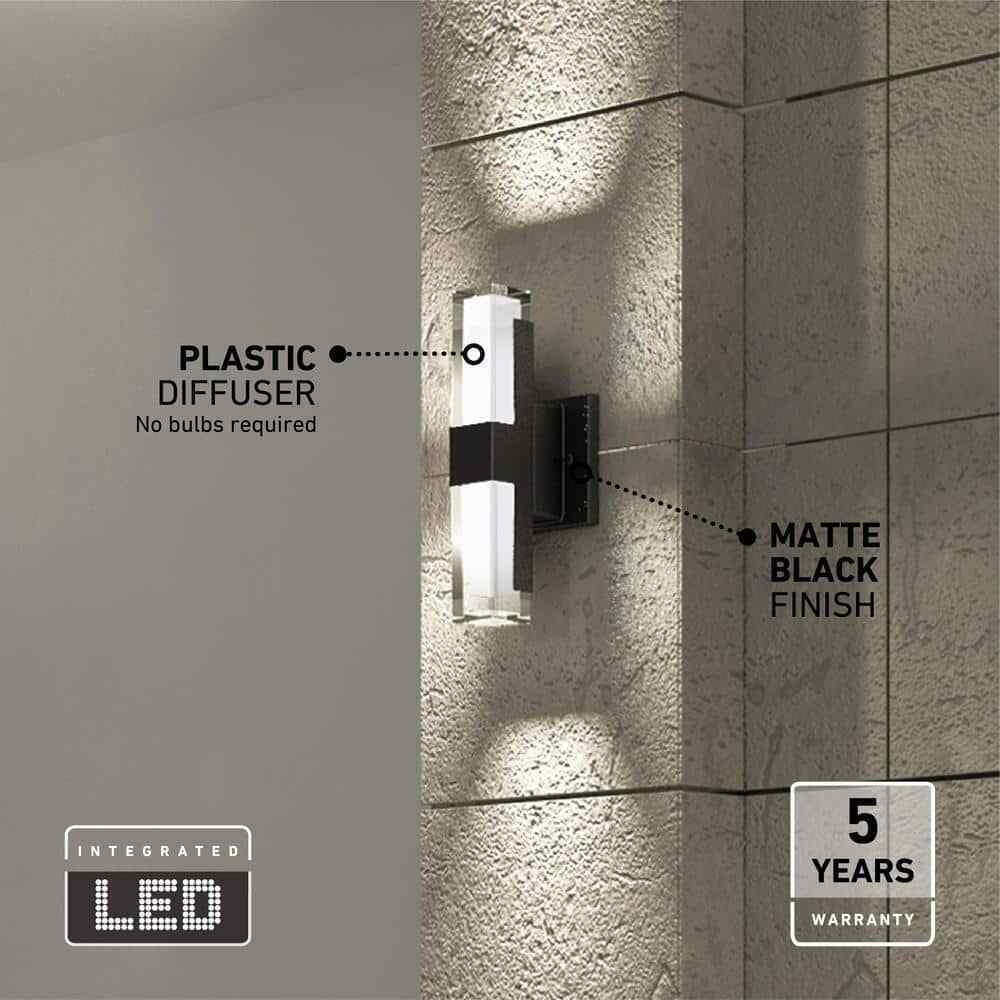 Artika Gemini Black Modern 3 CCT Integrated LED Hardwired Light Lantern Sconce