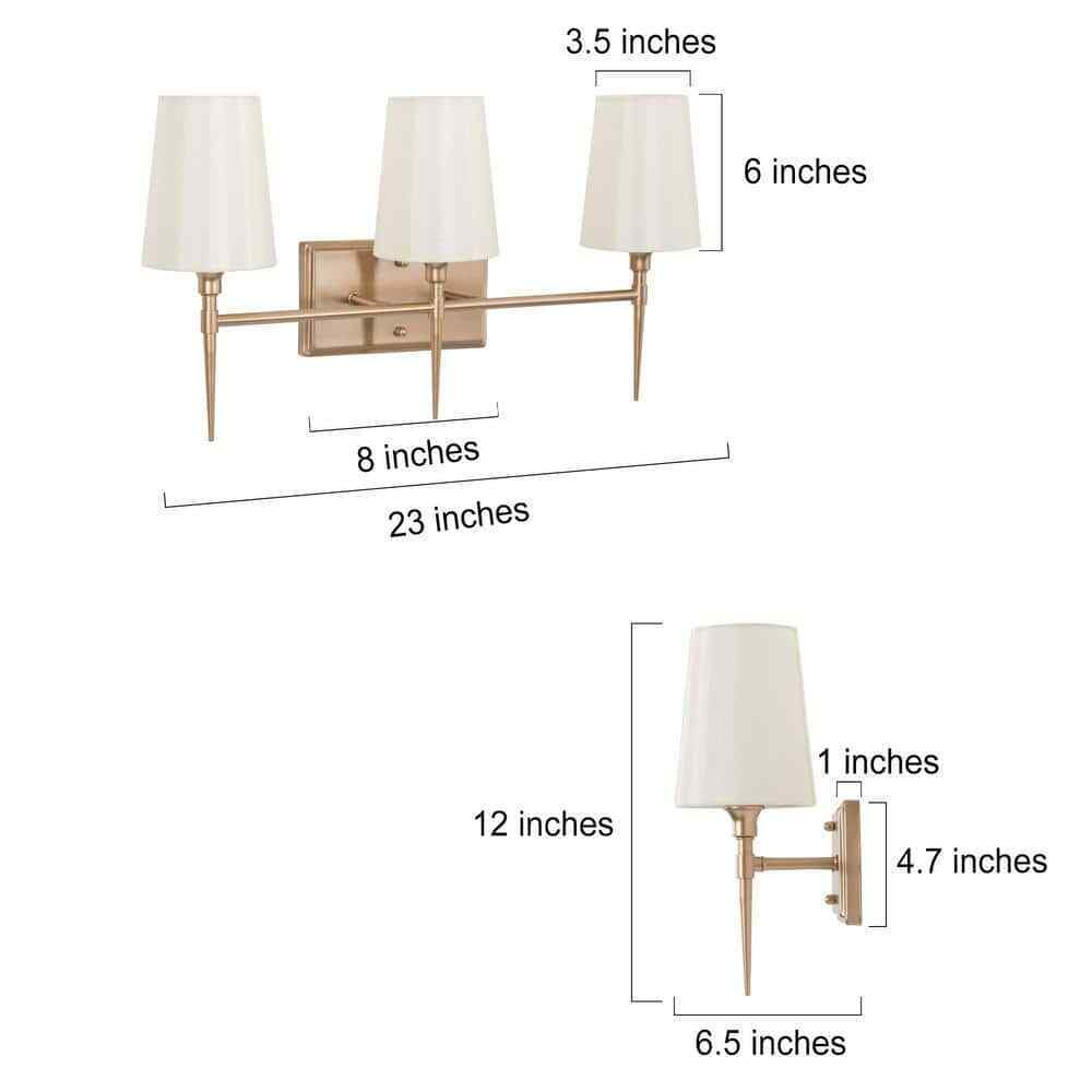 LNC Gold Bathroom Vanity Light Sconce Bath Vanity Light w/ Fabric Shades