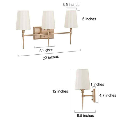 LNC Gold Bathroom Vanity Light Sconce Bath Vanity Light w/ Fabric Shades