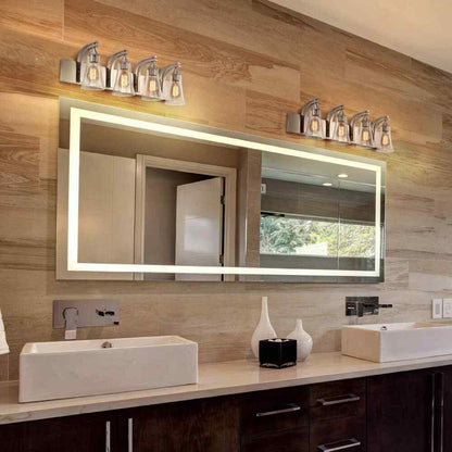 Merra 32 in. 4-Light Nickel Vanity Light with Clear Seeded Glass Shades