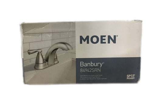 MOEN Banbury 4 in Centerset Double Handle Low-Arc Bathroom Faucet Brushed Nickel