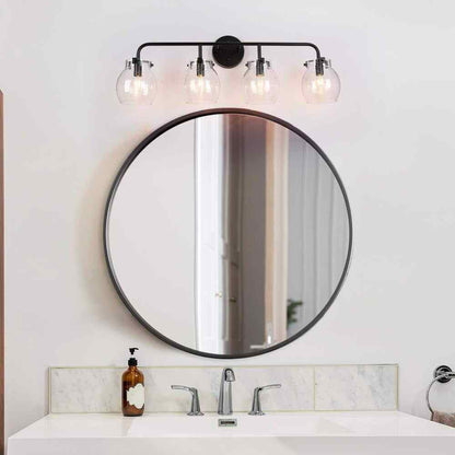 LNC Painted Black 4-Light Modern Black Bathroom Wall Sconce Classic Wall Light