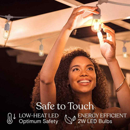 Brightech Ambience Pro White 15-Light 48 ft. LED S14  Edison Bulb String-Light